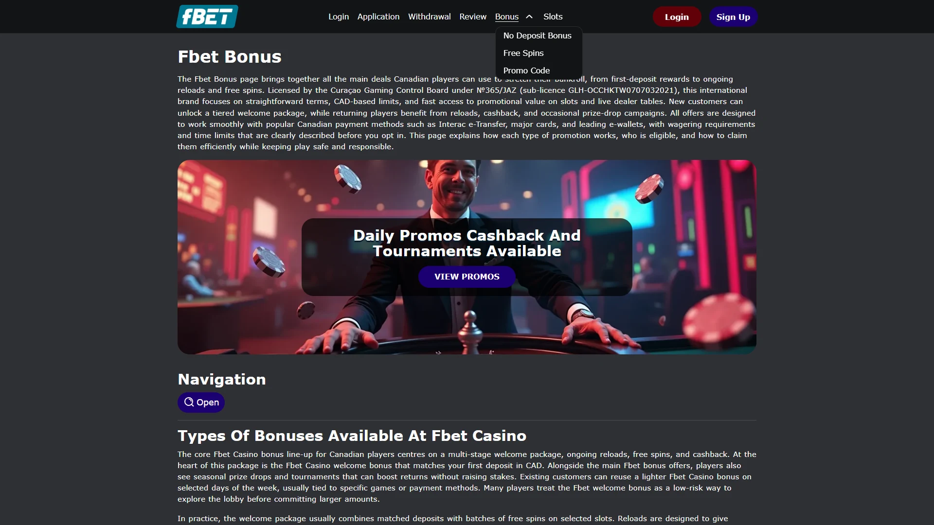 Fbet promotions page